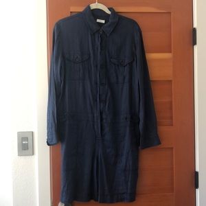Vince Blue Linen Romper, Size 10